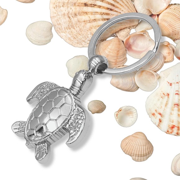 Evenchae Sea Turtle Pendant Keychain - 3”L, Silver - Arrives in Gift Bag - Picture 6 of 9
